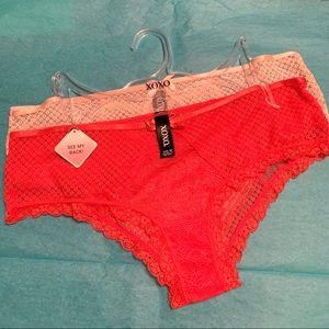 XOXO Lady's Lace Panties with Crisscross Ribbons M
